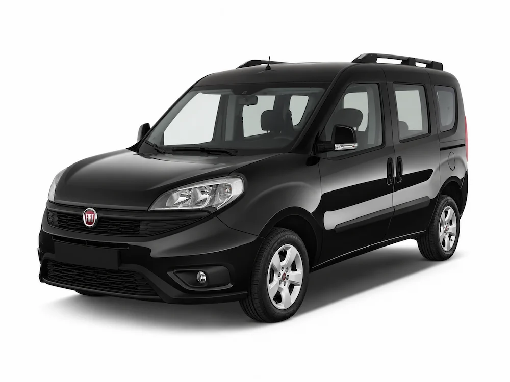 Black Fiat Doblò, the Economy car used for these private transfers